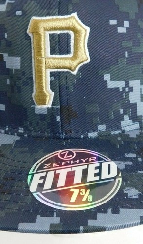 Pittsburg Pirates Hat Camouflage Fitted Baseball Zephyr 7 3/8" Med MLB Cap - Picture 4 of 4