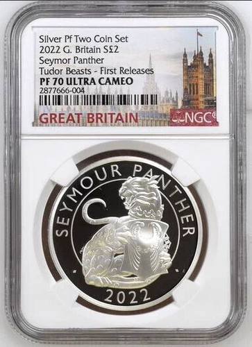 2022 UK Tudor Beasts Coin# 1 - Seymour Panther £2 1oz Silver Proof NGC PF70 FR
