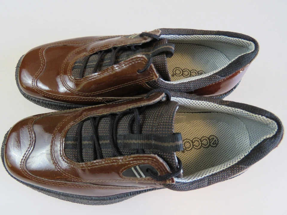 ECCO коричневый лакированная кожа шнурует вверх туфли Португалии женский размер ЕС 36 США 5-5,5 - Изображение 2 из 4