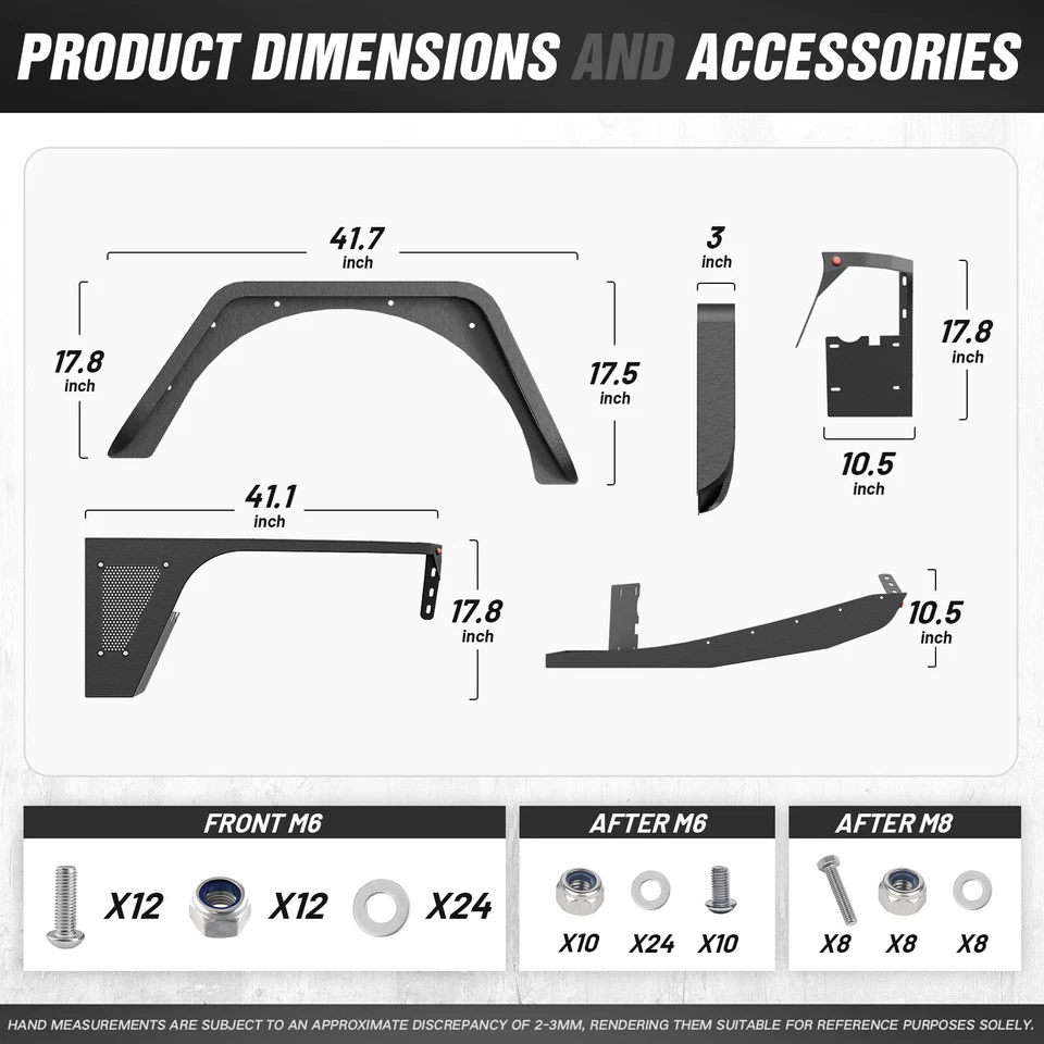 Flat Front & Rear Fender Flares For 1997-2006 Jeep Wrangler TJ & 2004-2006 LJ - Image 4 of 4