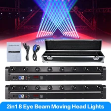 2Pcs 8 Eyes RGBW DJ Stage Moving Head Beam Light Bar DMX Disco Party Club w/Case