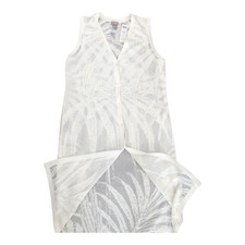CHICO'S PALM STITCH COCONUT LONG LINE IVORY SWEATER DUSTER VEST SZ 0 US S6 NWT