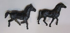Two Vintage 1960s Cowboy Indian Toy Set 3-4" Black Horses