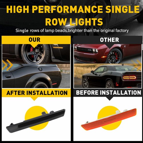 Kit de luces marcadoras laterales delanteras + traseras para lentes negras 18-22 Dodge Challenger SRT - Imagen 9 de 12