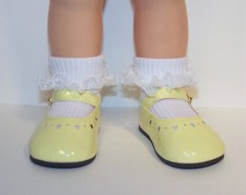 Light Yellow Patent Heart Cut-Out Doll Shoes For Chatty Cathy Debs 