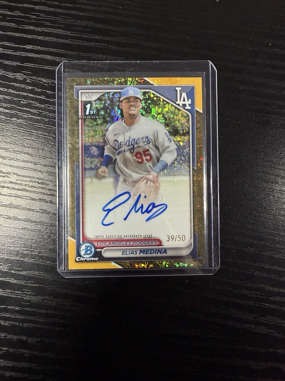 2024 BOWMAN CHROME ELIAS MEDINA GOLD AUTO 1ST RC /50 DIAMOND DODGERS