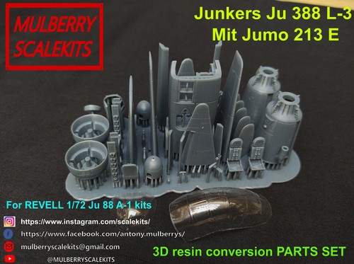 1/72 JUNKERS JU 388 L-3 HIGH SPEED REC RESIN CONVERSION SET MULBERRY SCALE KITS - Imagen 3 de 15