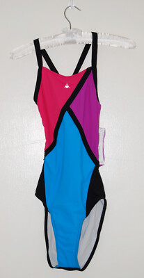 NWT Aqua Sphere Women's KOA Black Purple Aqua X Cell 1-pc Tank Swimsuit sz 8