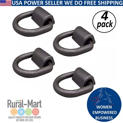 4 Pack Heavy Duty 5/8'' Weld-On D Ring Flatbed Truck Trailer Cargo Tie Down Ring