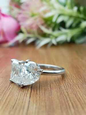 4.50 CTW Moissanite Two Stone Emerald & Pear Wedding Ring  display picture 1