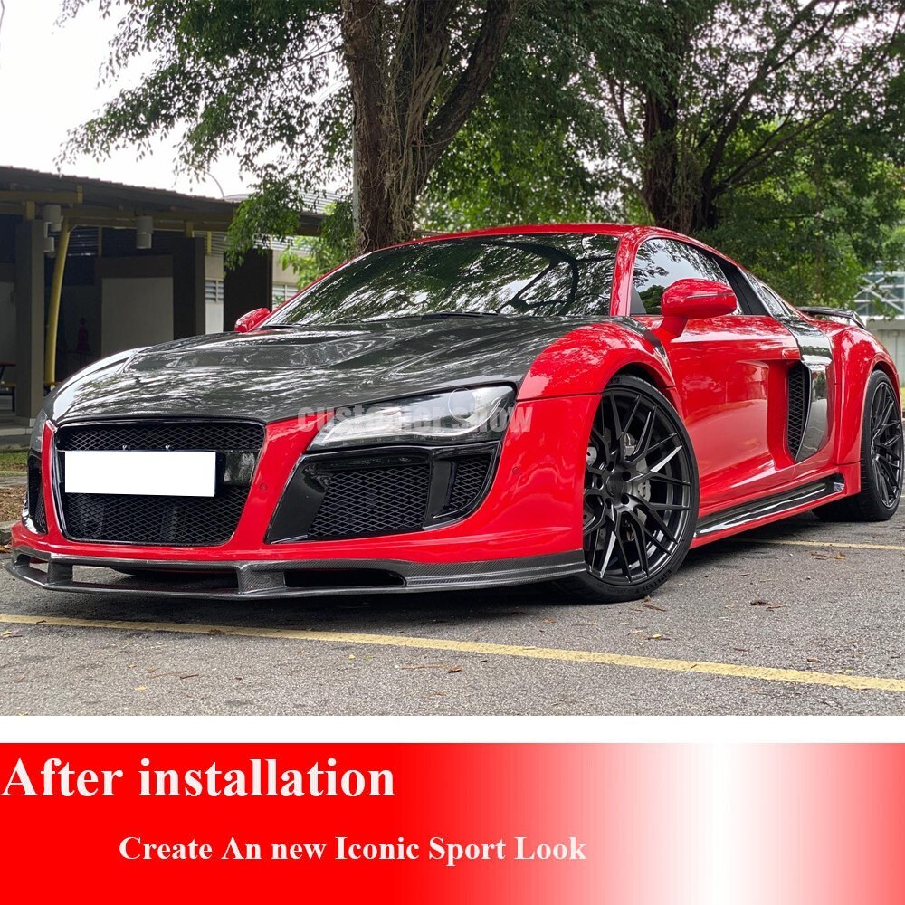 REAL CARBON Front Bumper Lip Chin Spoiler Splitter For Audi R8 GT V8 V10 2008-15