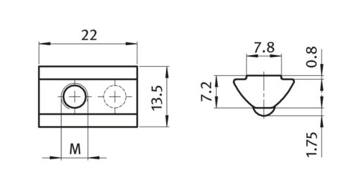 100x Nutenstein V 8 St Nut 8 - Typ I - mit Steg, Federkugel, Stahl verzinkt - Picture 9 of 13
