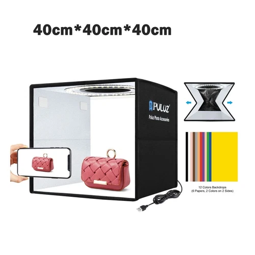 PULUZ 40cm Photo Studio Light Box for Product Photography with 3 Color Dimmable