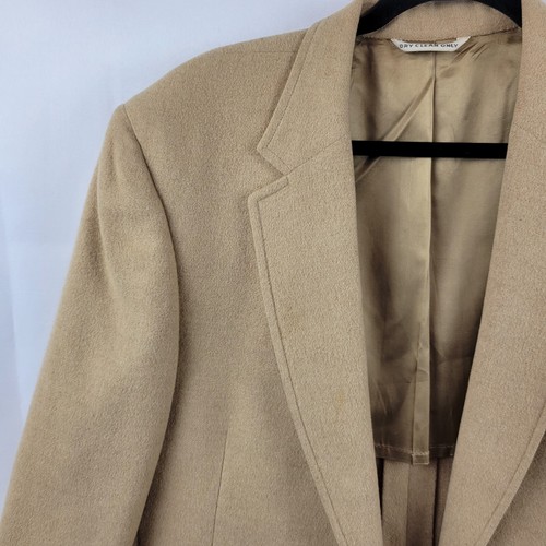 VTG Neiman Marcus Men's Sport Coat Blazer Two Button Beige Camel Hair Size 44r - Picture 15 of 24