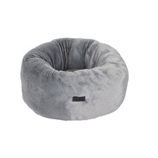 Baxter Bone Grey Faux Fur Plush Donut Pet Bed - Small