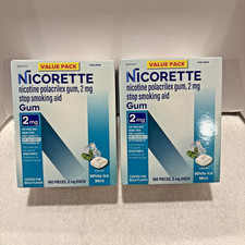 Lot Of 2 Nicorette Gum 2mg White Ice Mint 160 Pieces Ea Exp:. 04/27