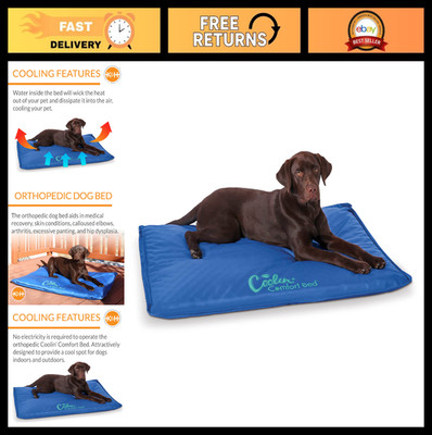 Large Orthopedic Dog Cooling Mat - Indoor/Outdoor Chilling Bed 44x32in, Blue