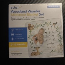 Bubzi Co Milestone Blanket Set Woodland Wonder 47 x 47 in 100 Cotton Cute