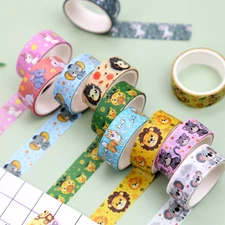 Cute Washi Tape Set, 12 Rolls Kawaii Animal Decorative Tape Cartoon Forest Ma...