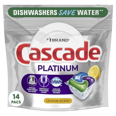 Cascade Platinum Plus ActionPacs Dishwasher 14 Count (Pack of 1), Silver
