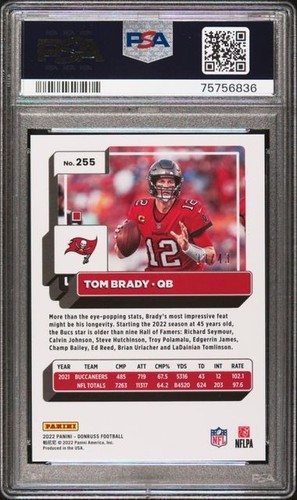 2022 Panini Donruss Tom Brady #255 Season Stat Line /43 PSA 9 Mint - Picture 2 of 2