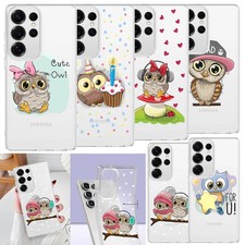 For Samsung Galaxy S26 S24 A07 A17 S25 Lovely Owls Design Cover Clear Phone Case