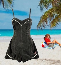 WOMENS 1920s JANTZEN WOOL KNIT  Velvet SWIMSUIT ONE-PIECE Antique Vintage WOW