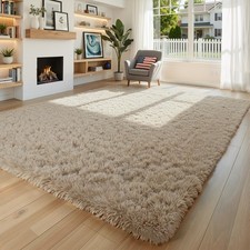 Fluffy Rug Shaggy Area Rug, Beige 8x10 Area Rugs for Living Room, Large Shag