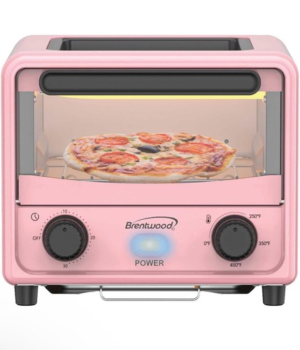 Brentwood 183-Cu in (3-L) 500-W Stainless Steel Mini Toaster Oven Pink TS-3430PK - Picture 1 of 5