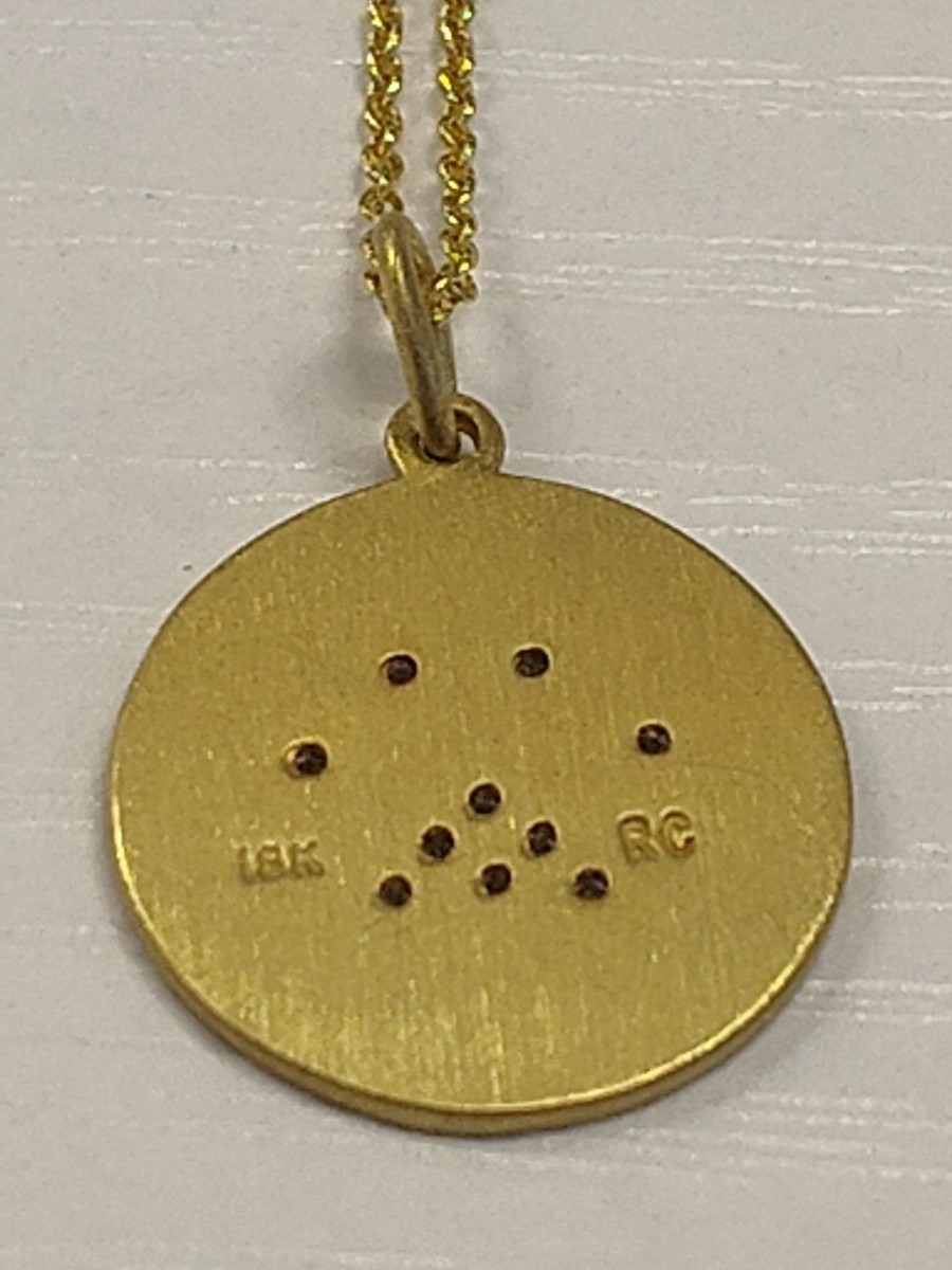 Roberto Coin 18K Yellow Gold Diamond Paw Disc Pendant Necklace 16-18