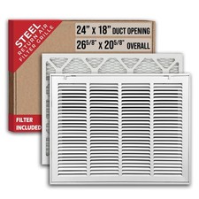 Handua 24x18 Steel Return Air Filter Grille w/ Removable Door & 1" Filter, White