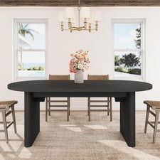 Farmhouse Oval Dining Table 70.8in 6-8 Wood W...