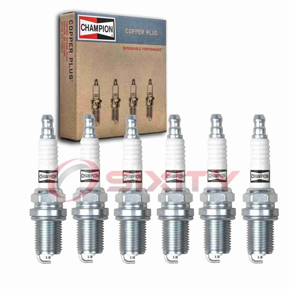 6 pc Champion Copper Plus Spark Plugs for 1982 Mercury Cougar 3.8L V6 as