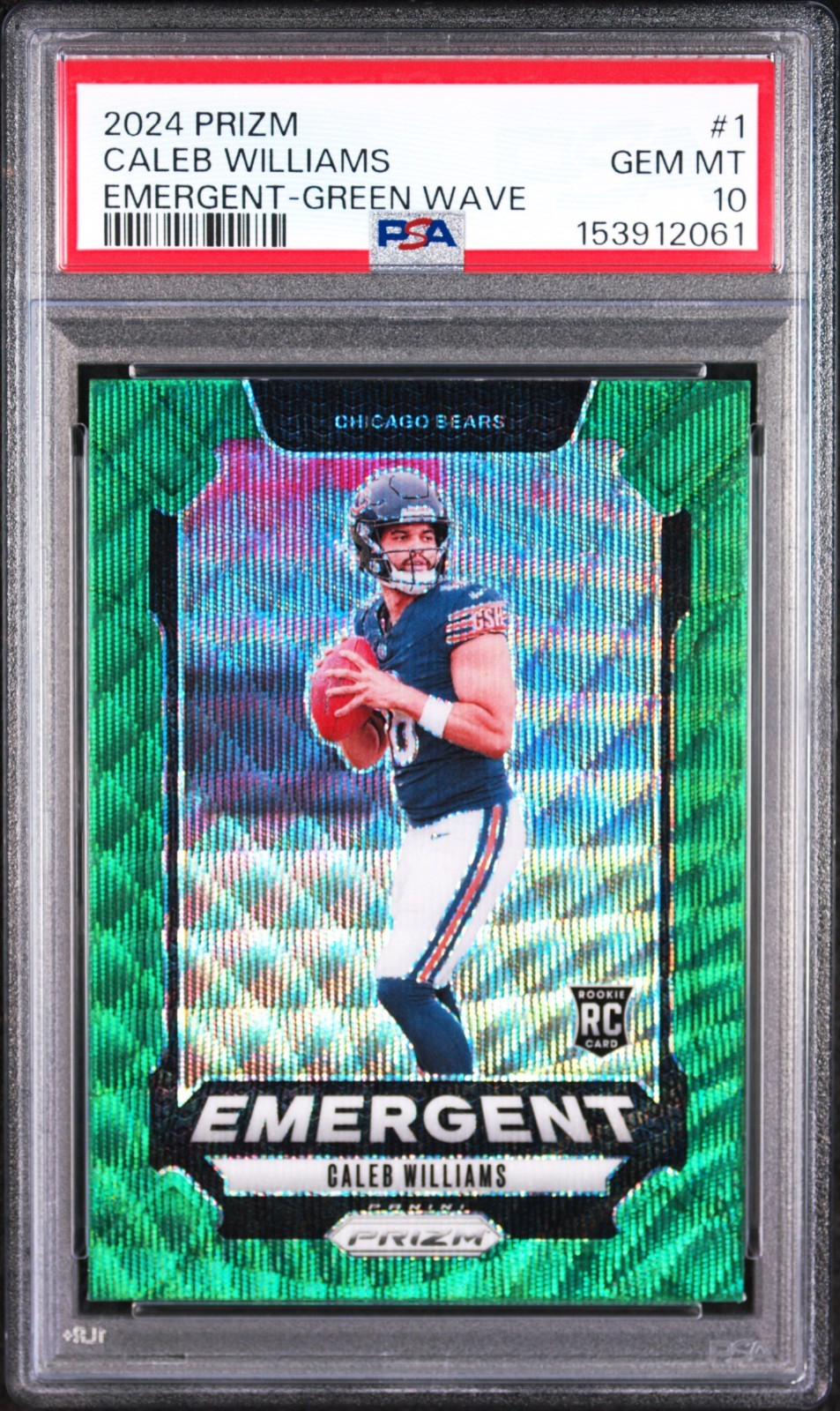 2024 Panini Prizm CALEB WILLIAMS Emergent Green Wave Rookie RC PSA 10 Gem Mint