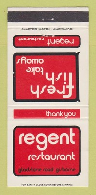 Matchbook Cover - Regent Restaurant Gisborne New Zealand 30 Strike