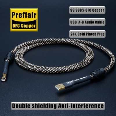 HiFI USB Audio Cable A-B Double Shielded - Nylon Braided 4Core OFC Studio Grade