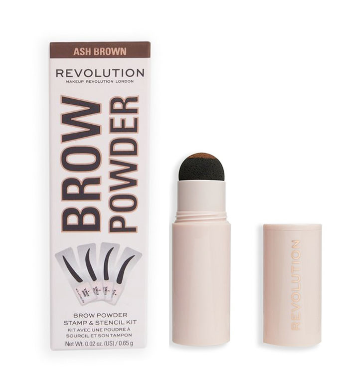 Revolution Brow Eyebrow Powder Stamp Stencil Kit Ash Brown