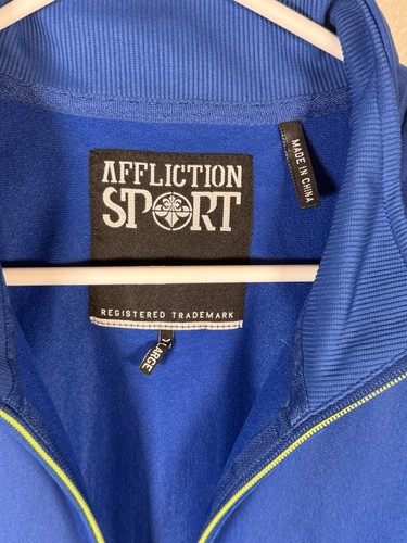 NUEVO CON ETIQUETAS Chaqueta de Pista Affliction Sport Performance Para Hombre XL Azul Cremallera Completa Manga Larga - Imagen 6 de 11