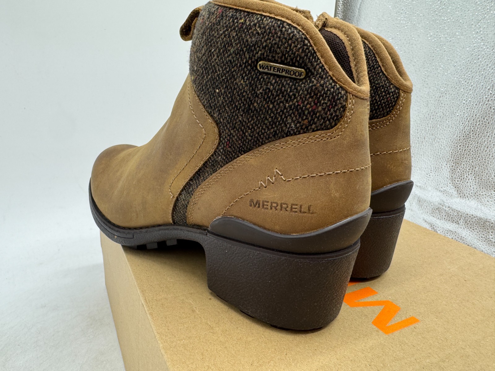 Stivali Merrell Chateau II Mid Pull donna pelle marrone tacco a blocco outdoor 8 5