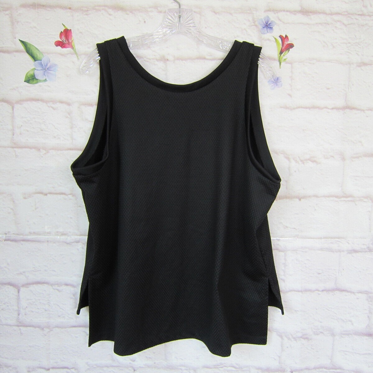 Adidas Originals Women's XL EQT Trefoil Big Logo Textured Tank Top Black Hi-Low thumbnail 6