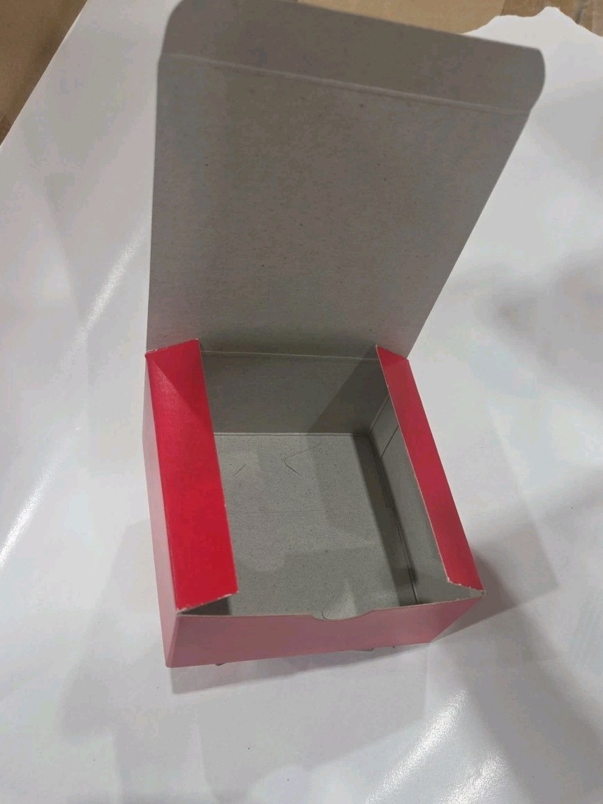 4" X 4" X 2" Holiday Red Fold Cardboard Gift Box