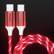USB C to C Charger Cable PD Fast Charge and High Speed Sync Visible LED Current