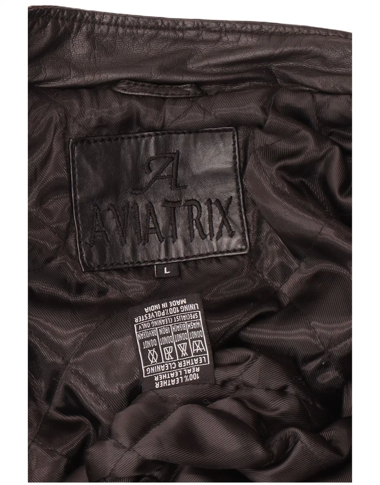 AVIATRIX Mens Leather Jacket UK 40 Large Black Leather JN15 - Image 4 of 4