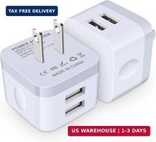 USB Wall Charger, Charging Cube,2Pack Flat USB Charger Block Charging Block F...