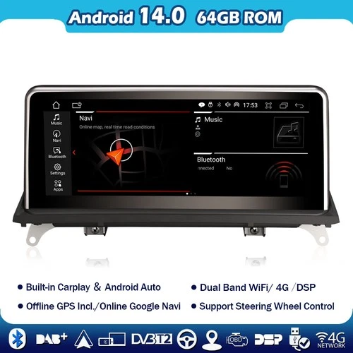 10.25" Android 14 Car Stereo BMW X5 E70 X6 E71 CCC CarPlay DAB+WiFi OBD Navi 64GB