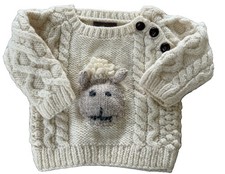 Aran Woollen Mills Baby Hand Knitted Sheep Crew Sweater 6/12 Mo. Retail 95