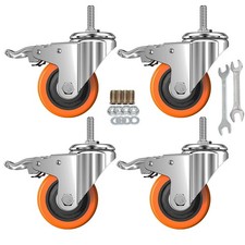 Stem Caster Wheels Heavy Duty Casters PVC M8-1.25X1? (Stem Diameter 8Mm, Stem Le