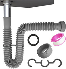 Flexible Expandable Bathroom P Trap, 1 1/4 to 1 1/2 Sink Drain Adapter Included,