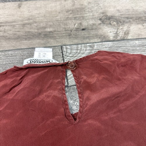 Missoni Donna Seidenbluse Made In Italy T-Shirt Oberteil Braun Damen XL 16 - Bild 3 von 5
