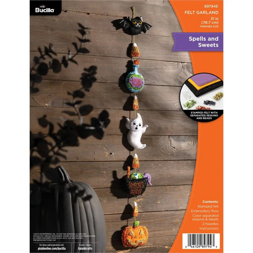 Bucilla Felt Garland Applique Kit 31" Long Spells And Sweets 89794E - Afbeelding 1 van 3